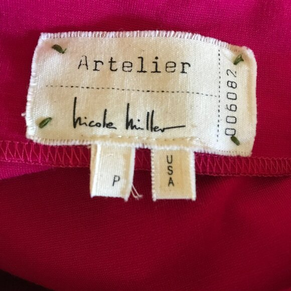 Artelier Nicole Miller Long Sleeve Ruched Shift Women's Dress Pink Size P - Picture 4 of 6